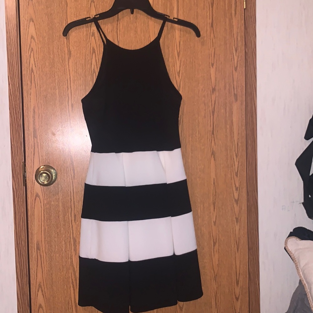 black and white stripe dress